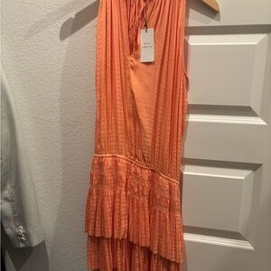 Current Air Orange Sleeveless Halter Sundress